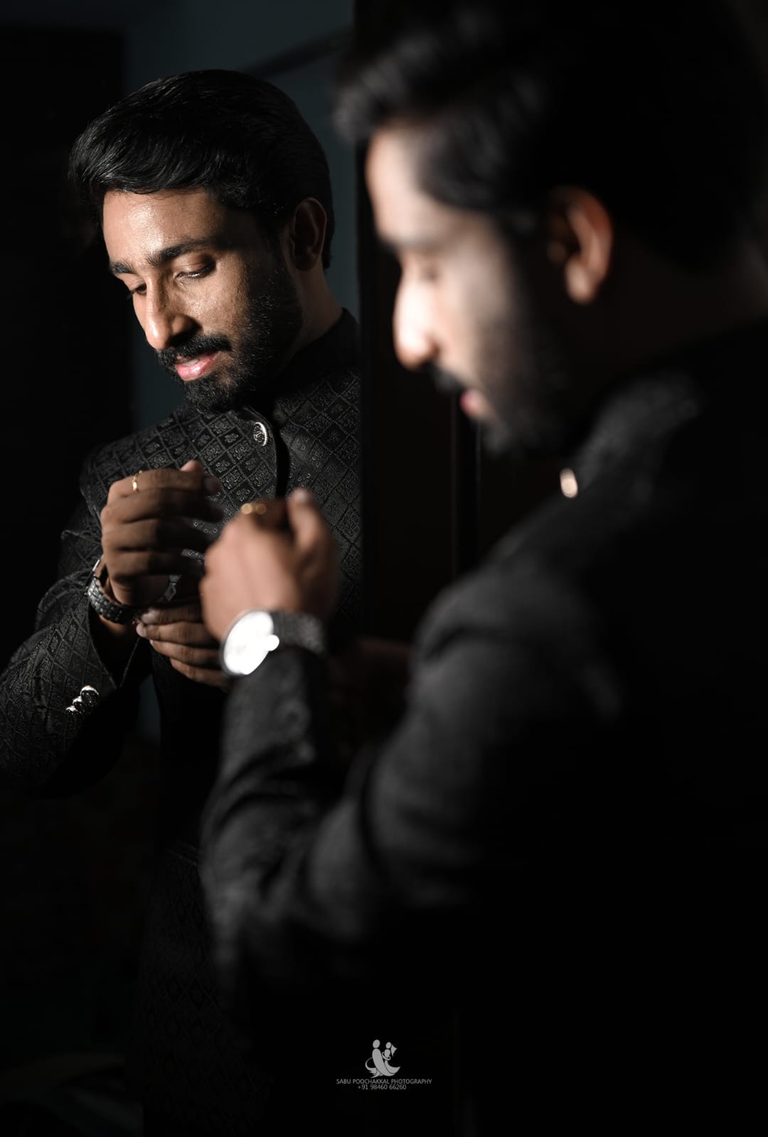 Premium groom styling - Black bandhgala suit
